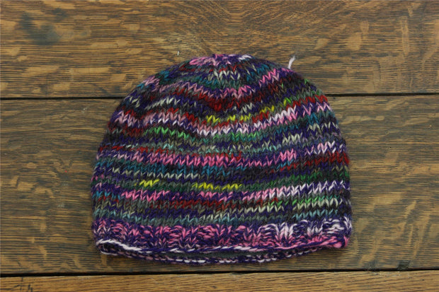 Wool Knit Beanie Hat - SD Purple Mix