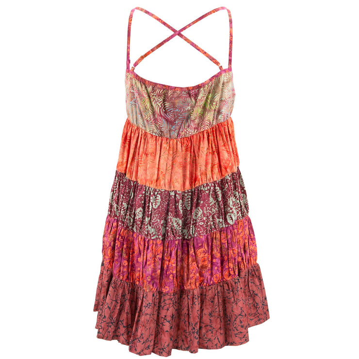 Tier Drop Summer Dress - Mixed Batik Red