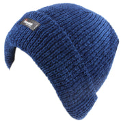Chenille beanie hat with fleece lining - Blue (One Size)