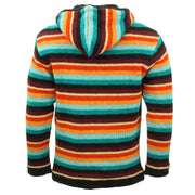 Hand Knitted Wool Hooded Jacket Cardigan - Stripe Retro D