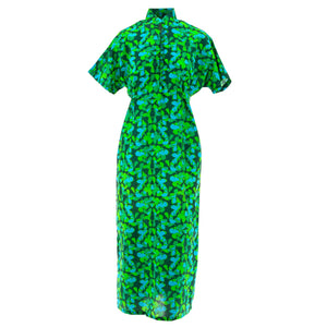 Robe longue mandarine - fleur vert vif