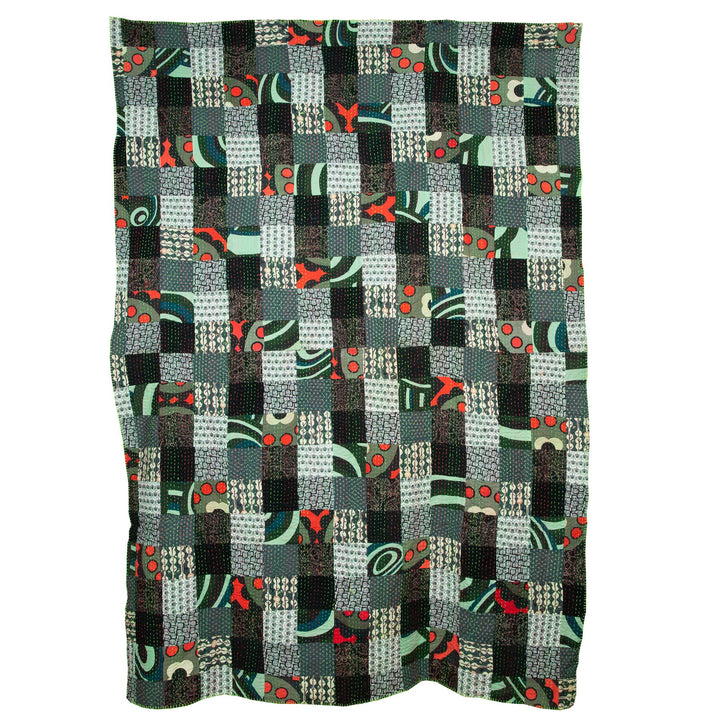 Handmade Patchwork Batik Printed Throw - Black Mix