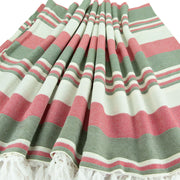Striped Cotton Blanket With Tassel Edging - Blush Grey