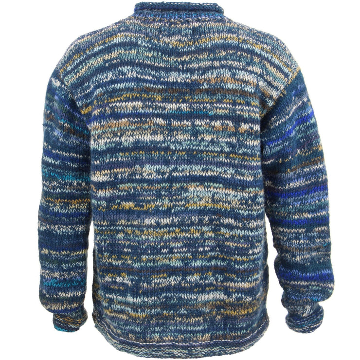 Chunky Wool Knit Space Dye Jumper - Blue