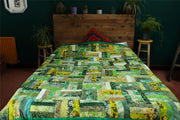 Handmade Quilted Patchwork Batik Printed Bedspread