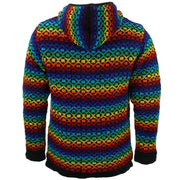 Wool Knit Hooded Cardigan Jacket - Rainbow Diamonds