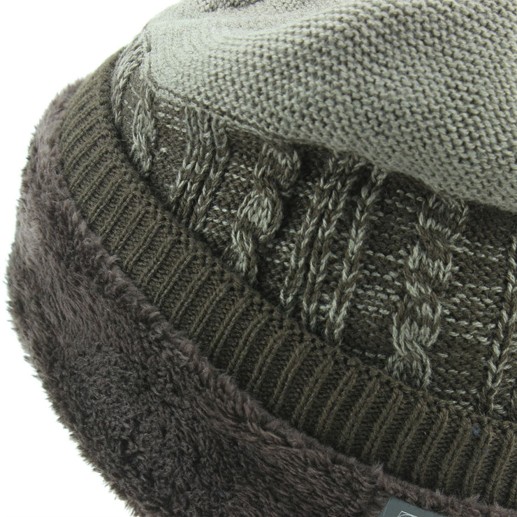 Wool Knit Baggy Slouch Beanie Hat - Brown