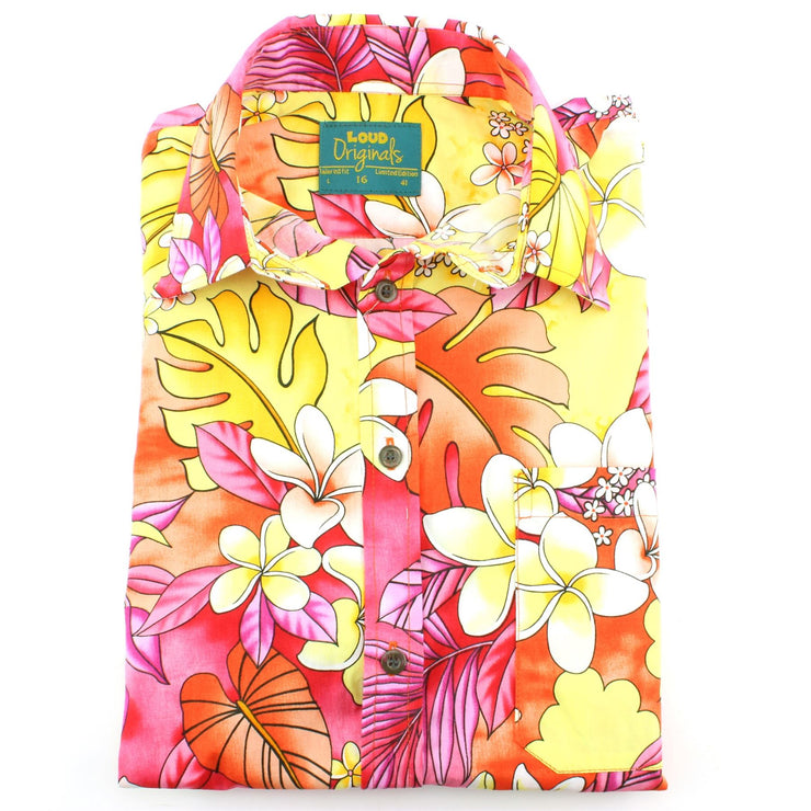 Tailored Fit Short Sleeve Shirt - Pink & Yellow Abstract Floral