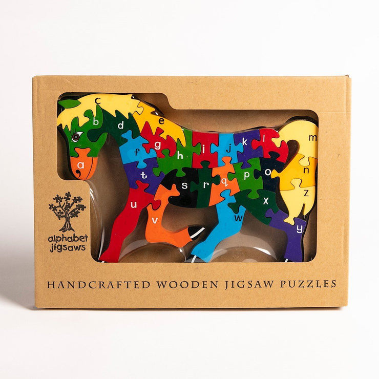 Handmade Wooden Jigsaw Puzzle - Alphabet Horse