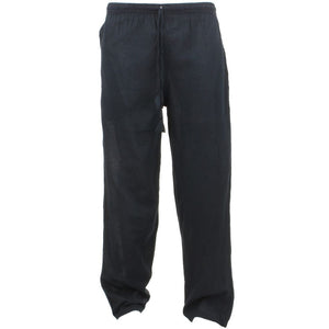 Pantalon népalais classique uni en coton léger - noir