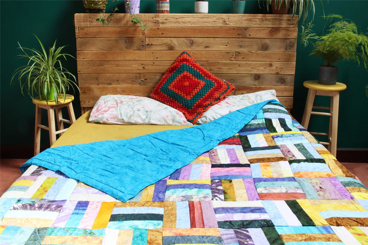 Handmade Quilted Patchwork Batik Printed Bedspread