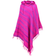 Vegan Wool Hooded Poncho - Pink