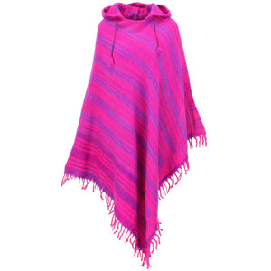 Vegansk uld hætte poncho - pink
