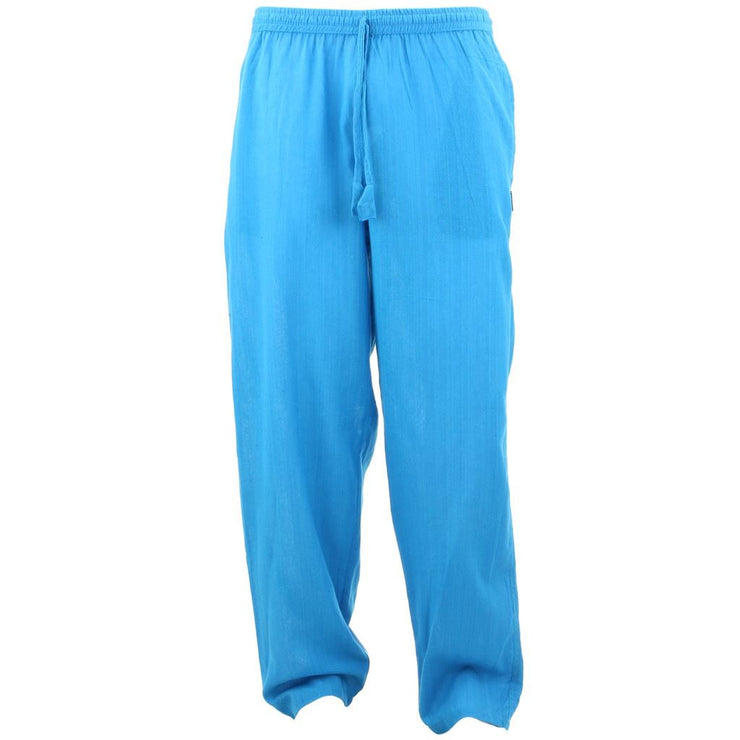 Classic Nepalese Lightweight Cotton Plain Trousers Pants - Turquoise