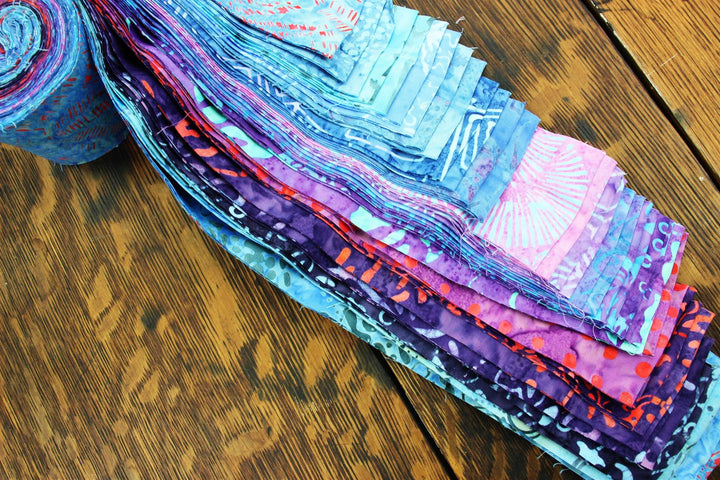 Jelly Roll - 40 Strips of 2.5" x 37" Cotton Batik