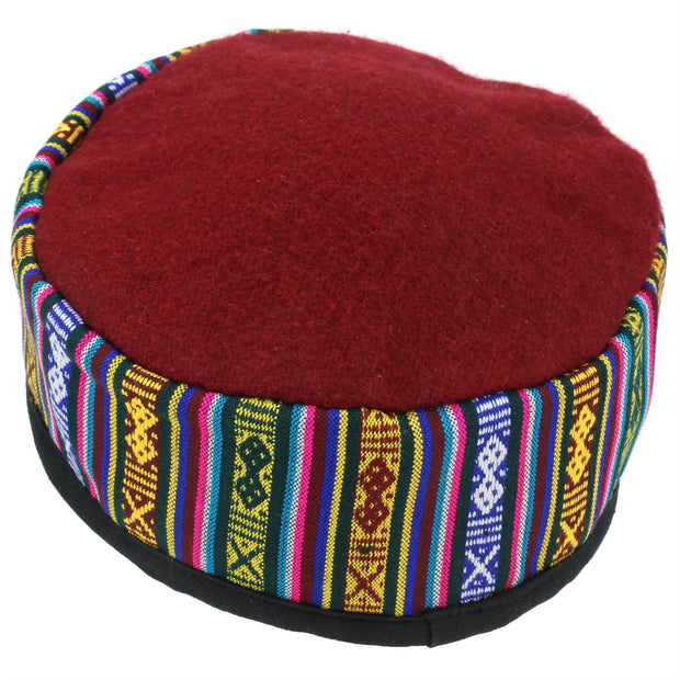 Nepalese Wool Smoking Hat - Red