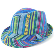 Aztec Print Trilby Hat - Blue