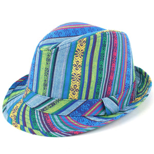 Aztec Print Trilby Hat - Blue