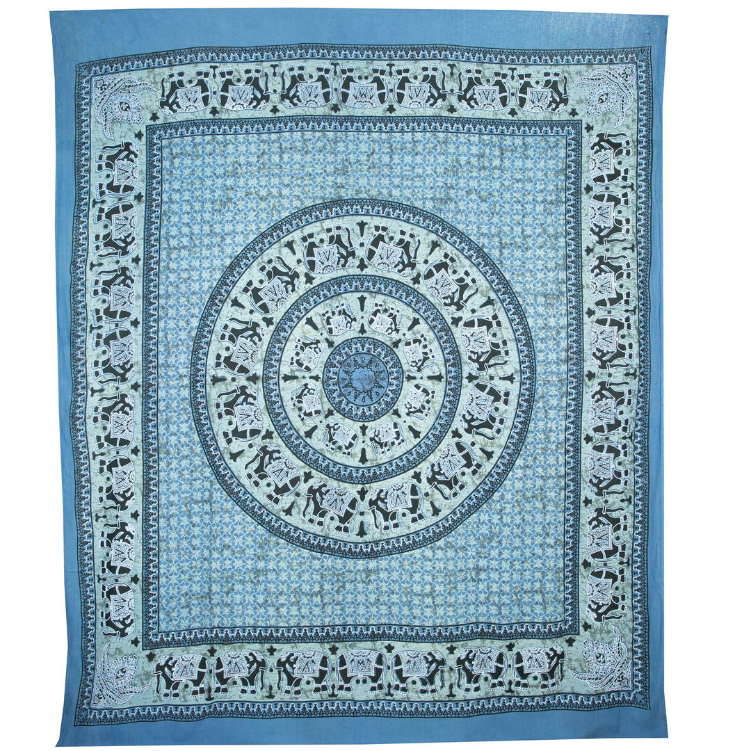 Block Printed Mandala Wall Hanging - Ocean Blue