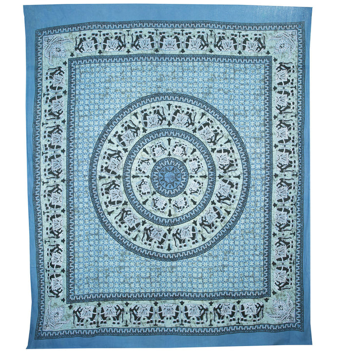 Block Printed Mandala Wall Hanging - Ocean Blue