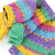 Chunky Wool Knit Fingerless Shooter Gloves - Stripe - Multi Pastel