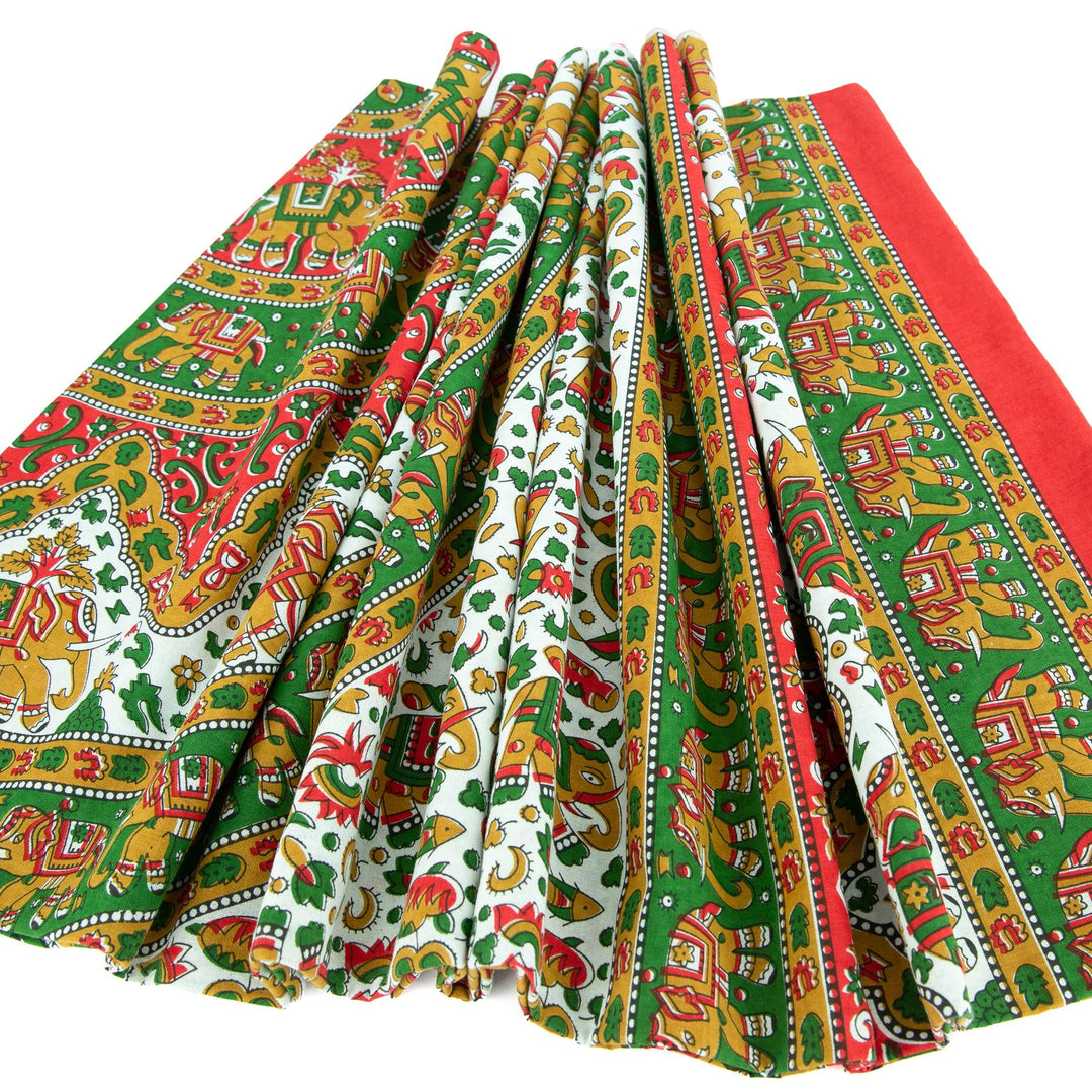 Block Printed Mandala Wall Hanging - Emerald Red
