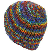Wool Knit Beanie Hat - Rainbow