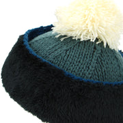 Acrylic Knit Fairisle Beanie Bobble Hat - Teal & Blue