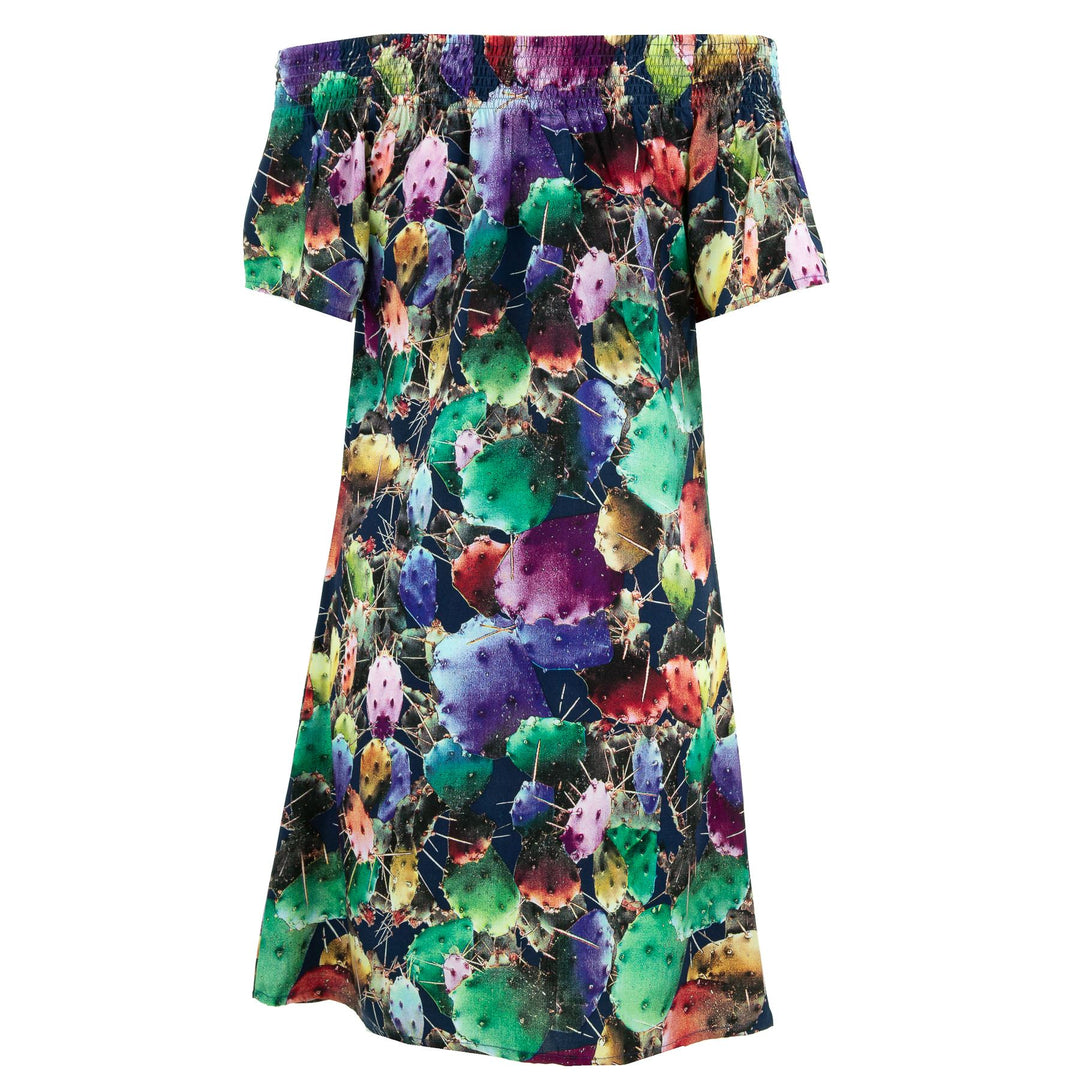 Shirred Comfy Dress - Cactus Party