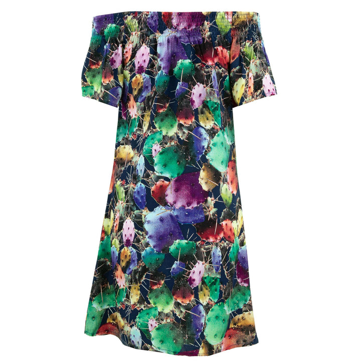 Shirred Comfy Dress - Cactus Party