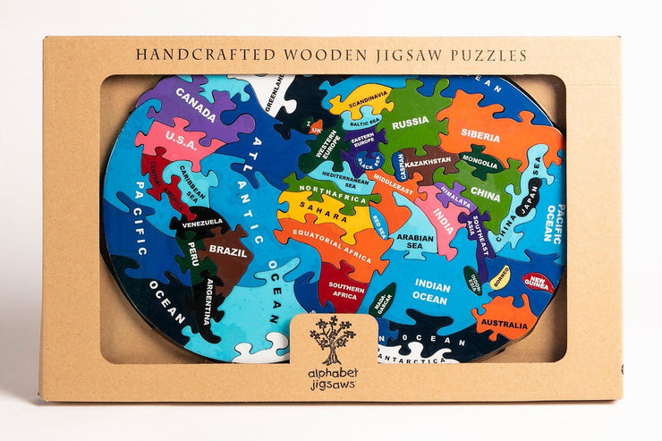 Handmade Wooden Jigsaw Puzzle - Map of the World