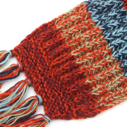 Chunky Wool Knit Abstract Pattern Scarf - 17 Red