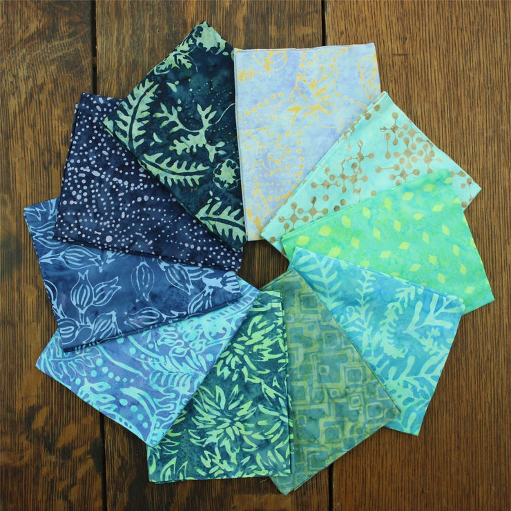 Fat Quarter - 10 Pieces of 19" x 20" Cotton Batik