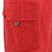 Classic Nepalese Lightweight Cotton Plain Cargo Trousers Pants - Red