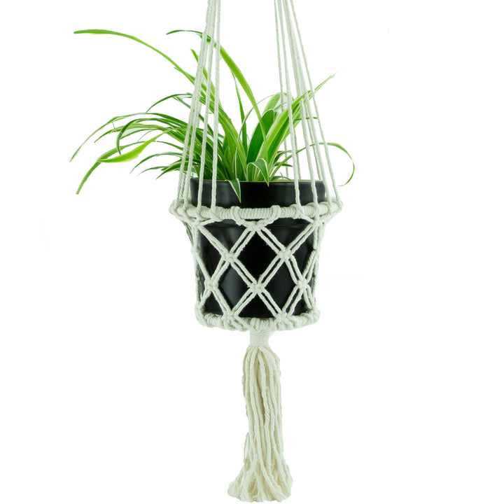 Macrame Hand Woven Rope Hanging Planter - Medium (14cm Pot)