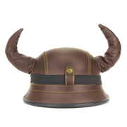 Viking Horned Novelty Festival Helmet with Goggles - Brown