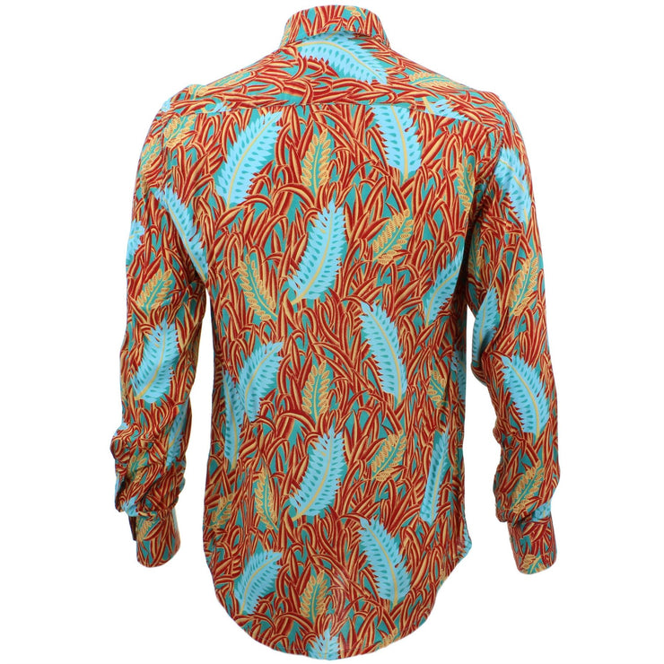 Tailored Fit Long Sleeve Shirt - Blue Feathers & Red Grass
