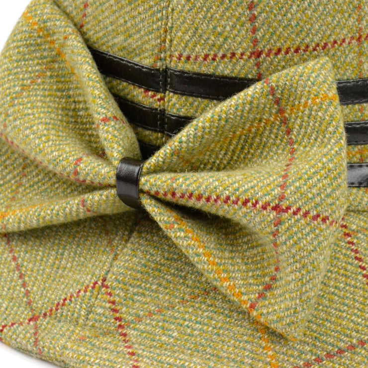 Ladies Tweed Cloche Hat - Light green (Tweed Bow)