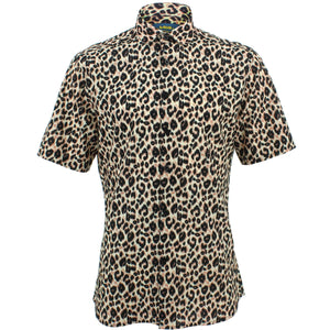 Slim fit kortærmet skjorte - leopard