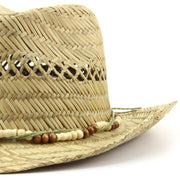 Straw Cowboy Hat with Wood Bead Band