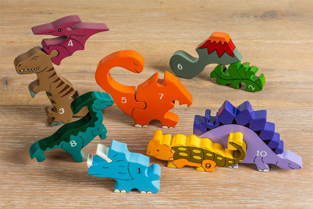 Handmade Wooden Jigsaw Puzzle - Number Dinosaurs