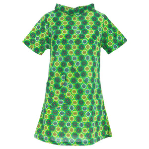 Sixties shift-kjole - grøn daisy spray