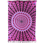 Viscose Rayon Sarong - Peacock - Bright Pink