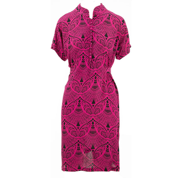 Mandarin Mini Dress - Fuschia Pavilion