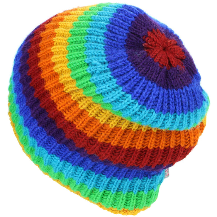 Wool Knit Ribbed Beanie Hat with Fleece Lining