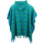 Hooded Square Poncho - Turquoise