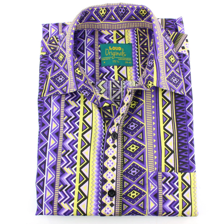 Tailored Fit Short Sleeve Shirt - Purple Aztec