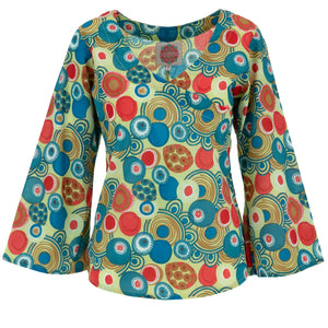 Wrap Top with Bell Sleeve - Magic Garden