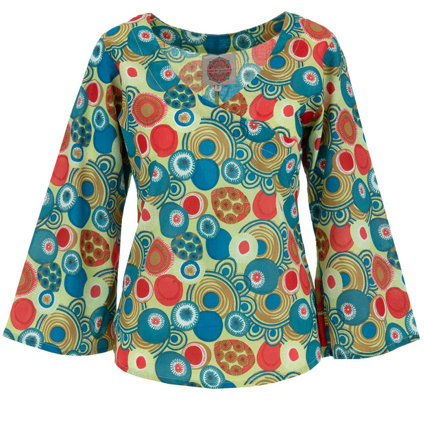 Wrap Top with Bell Sleeve - Magic Garden