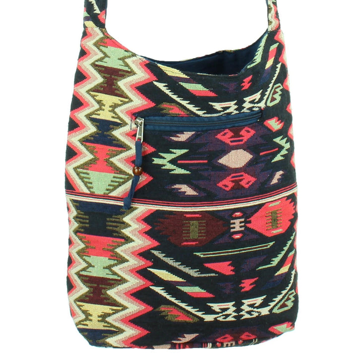 Cotton Canvas Sling Shoulder Bag - Purple Pink